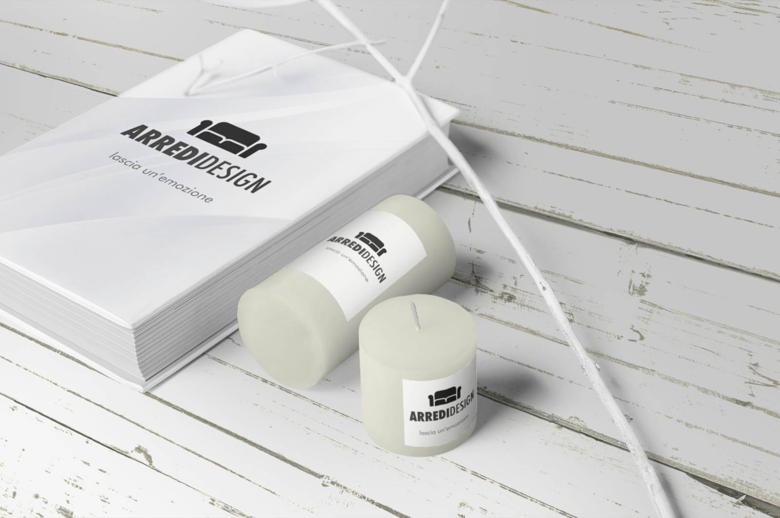 Candele profumate brandizzate per aziende di arredamento, mobilifici, arredo bagno