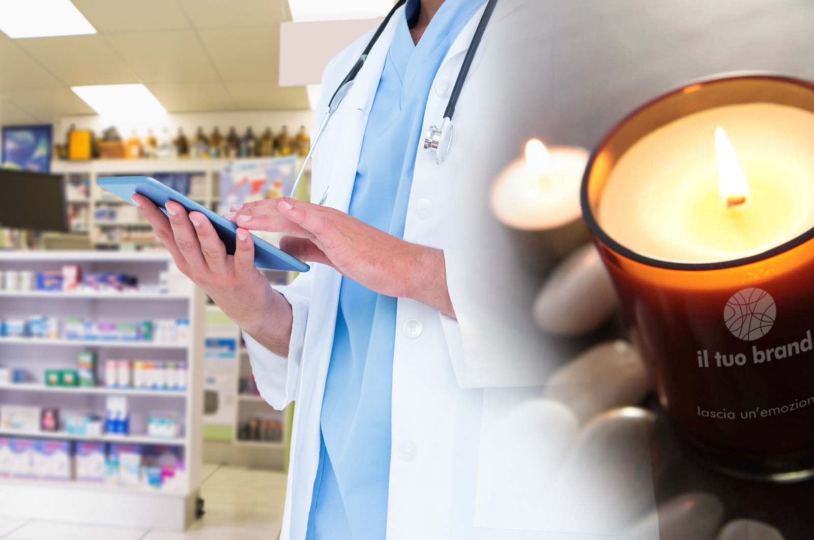 candele profumate personalizzate farmacia centri estetica sanitari ottici