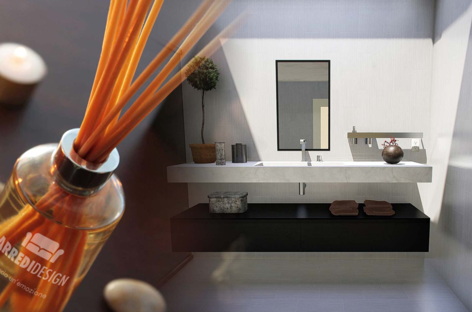 diffusori profumo bastoncino personalizzati show room arredamento mobili bagni