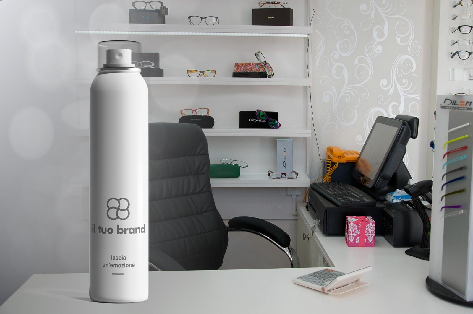 SPRAY TESSUTI PROFUMATO PER FARMACIE, PARAFARMACIE, CENTRI ESTETICI, SANITARIE E OTTICI